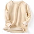 thumbnail image 4 of HAiming Kids Pullover Shirts Long Sleeve Ribbed Knit Fleece Crew Neck Casual Undershirts Fall Winter Outdoors Tops, 4 of 8