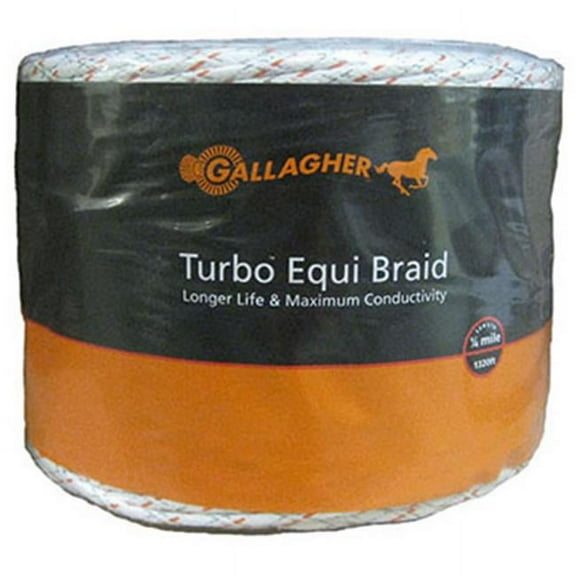 Gallagher G62176 Electric Fence Turbo Equibraid, Ultra White, 1/16-In. x 1,312-Ft. - Quantity 1