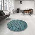 thumbnail image 4 of Ahgly Company Tapis Rond Lavable en Machine Intérieur Transitionnel Vert Profond, 7 Pieds Rond, 4 of 7
