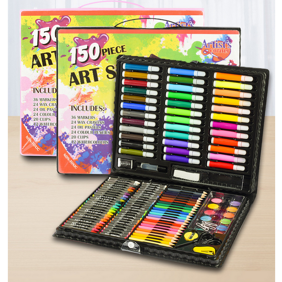 HTSQYL 150-Piece Art Set, Deluxe Professional Color Set, Art Kit for Kids and Adult, With Compact Portable Case