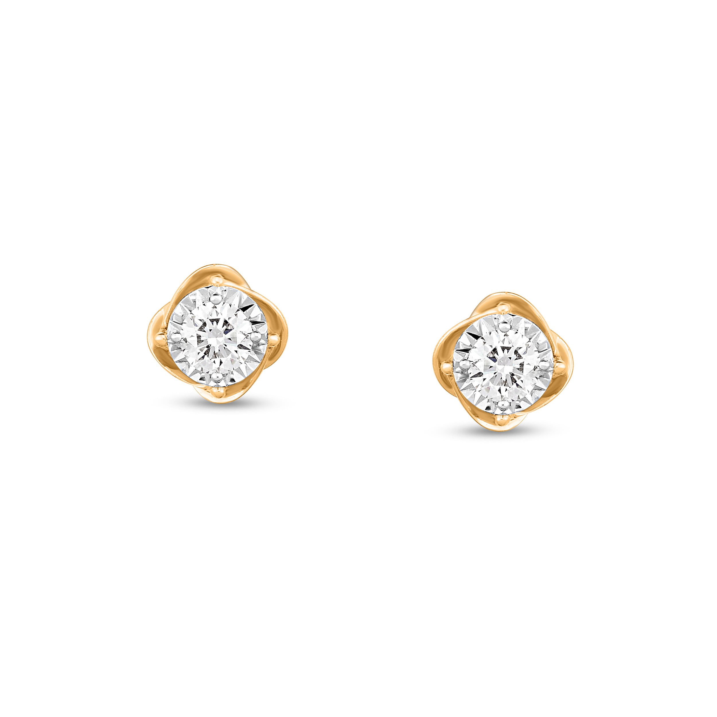 Diamaison 1/4 Cttw Natural White Diamond Stud Earrings for Adult in 10Ktt Gold