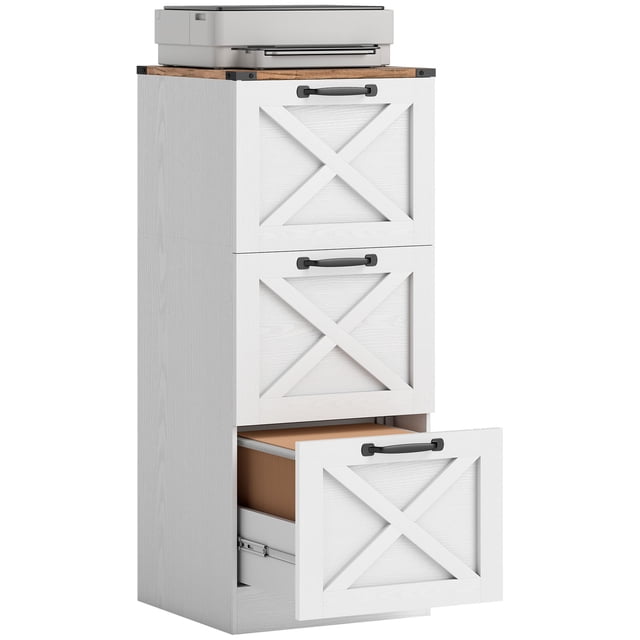 HOMCOM Classeur à 3 Tiroirs, Armoire de Classement pour Formats Lettre/A4, Blanc