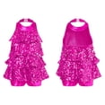 thumbnail image 1 of TiaoBug Girls Sleeveless Shiny Sequins Halter Tassel Mini Dress Latin Jazz Salsa Samba Rumba Unitard Dress Rose 10, 1 of 6