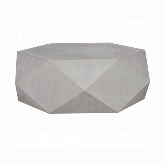 Hano Coffee Table-White Rubberwood-50 Inch-Geometric Plinth Base
