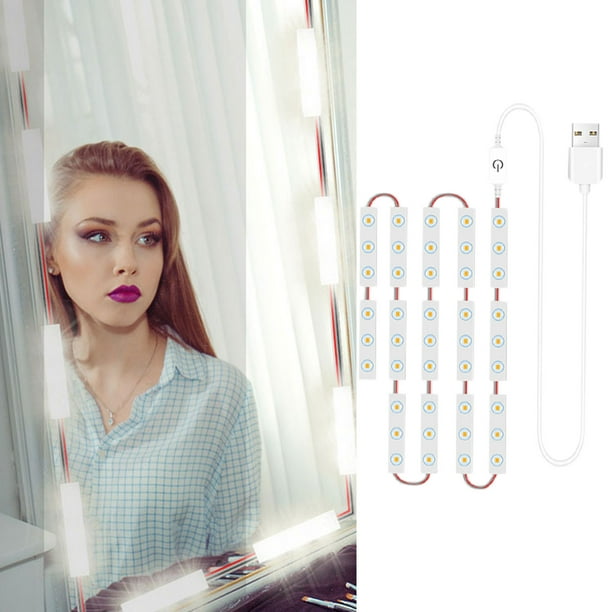 Luces LED para espejo de tocador y baño | Tiras de luces LED regulables con memoria y regulador táctil | Fácil instalación, sin necesidad de taladrar, diseño adhesivo | Blanco
