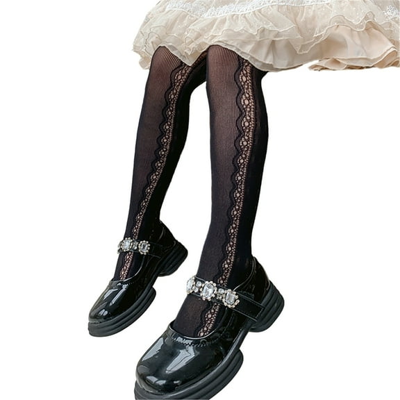 Osdhezcn Girls Pantyhose Solid Color Lace Tights Fashionable Love Heart Long Stockings