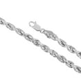 thumbnail image 2 of 10K White Gold Diamond Cut Rope Chain Bracelet â€“ Measures 8 Inches Length x 5mm Thickness, 2 of 7