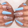 thumbnail image 5 of MINKUROW Butterfly Fake Nails Coffin Glossy Extra Long Press On Nails Ballerina Designer Blue False Nails Full Cover Nails with Design for Women and Girls 24pcs (Blue)(Jp957 Blue)(JP957 Blue), 5 of 6