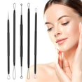 thumbnail image 4 of Blackhead remover,Acne treatment,Pimple Popper,Face Skin Care Kit,Professional Comedone Blemish, Zit, Whitehead Scar Extractor, 5 Piece Surgical Grade Stainless Steel Tools & Travel Case (black), 4 of 7