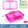 thumbnail image 2 of wqlpp-4 Pack Plastic Snack Containers for Kids Bento Boxs with 2 Compartments Travel Snack Container Fruits/Candies/Sandwiches Food Storage Containers with Fork,Dishwasher Safe (Colorful), 2 of 4