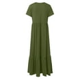 thumbnail image 7 of Baberdicy Flowy Dress Women's Summer Casual Short Sleeve Crewneck Swing Dress Casual Flowy Tiered Maxi Beach Dress with Pockets Casual Dress Army Green, Size:S-2Xl, 7 of 7
