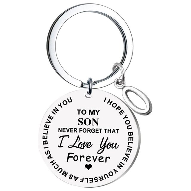 ABPWLY DIY to My SON Stainless Steel Last Name 26 Letter Keychain 2.5cm Clearance Key Ring Canada Days Key Ring Keychain Accessories
