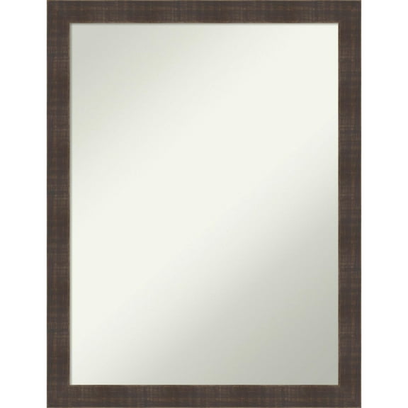 Amanti Art Whiskey Brown Rustic Wood Framed Non-Beveled Bathroom Vanity Wall Mirror - 20.25 x 26.25 in