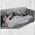 thumbnail image 6 of Hippie Soft Flannel Fleece Blanket, Grungy Distressed Hand Peace Sign Silhouette with Make Love Slogan Words Theme, Cozy Plush for Indoor and Outdoor Use, 70" x 90", Black and White, by Ambesonne, 6 of 6