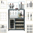 thumbnail image 3 of Wine Bar Cabinet with Detachable Wine Rack, Small Sideboard and Buffet Cabinet with Mesh Door, 3 of 6