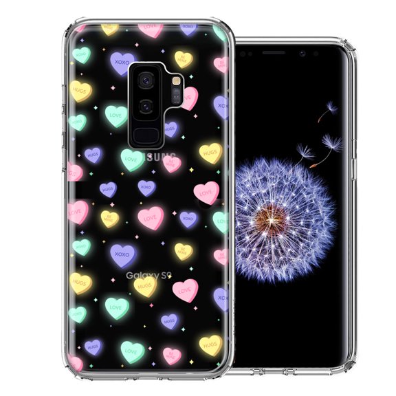 MUNDAZE For Samsung Galaxy S9 Plus Valentine's Day Heart Candies Polkadots Design Double Layer Phone Case Cover
