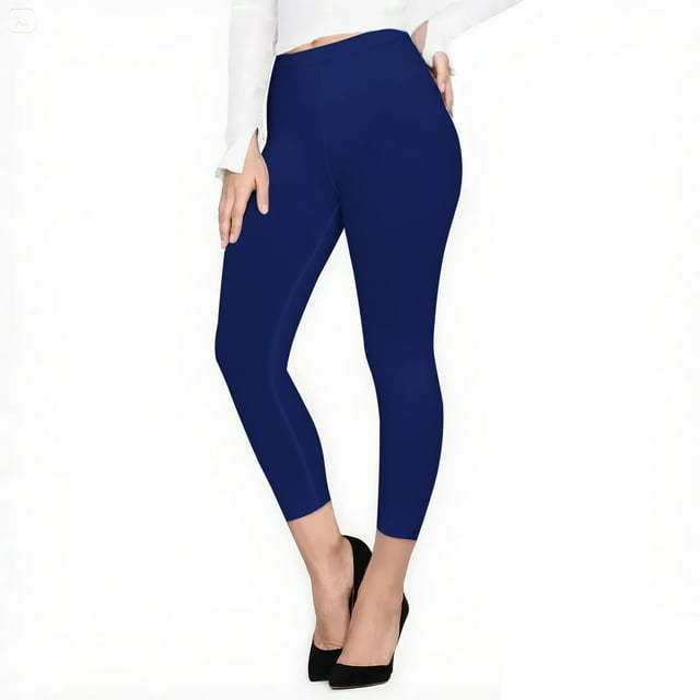 Hitime High Waisted Capri Leggings for Women Tummy Control Workout Pants for Women, Capri Length Royal Blue S-M
