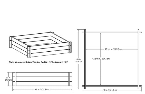 Vita Classic 48"L x 48"W x 11"H Vinyl Hudson Raised Garden Bed, White, VA68237