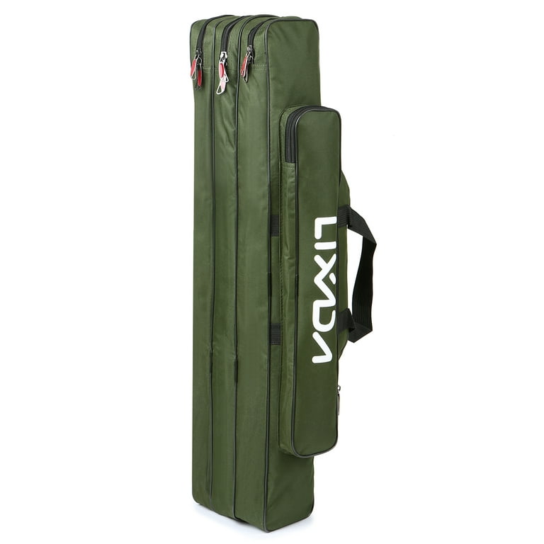 Lixada 3 Layers Fishing Pole Bag Portable Folding Rod Carry Case Fishing  Reel Tackle Storage Bag Case