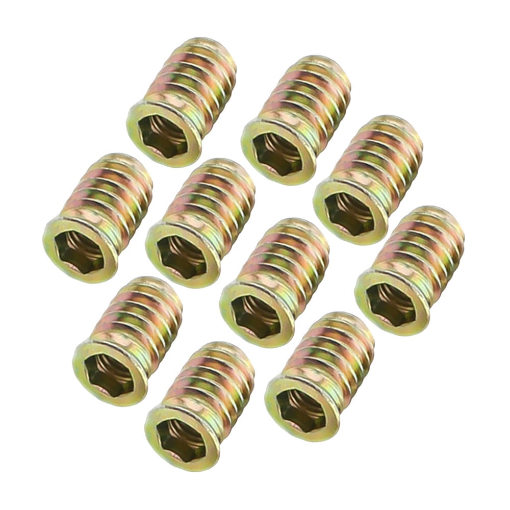 10Pcs M6*15 Wood Insert Screws Iron Threads Bolts Nut Fixing for Furniture 