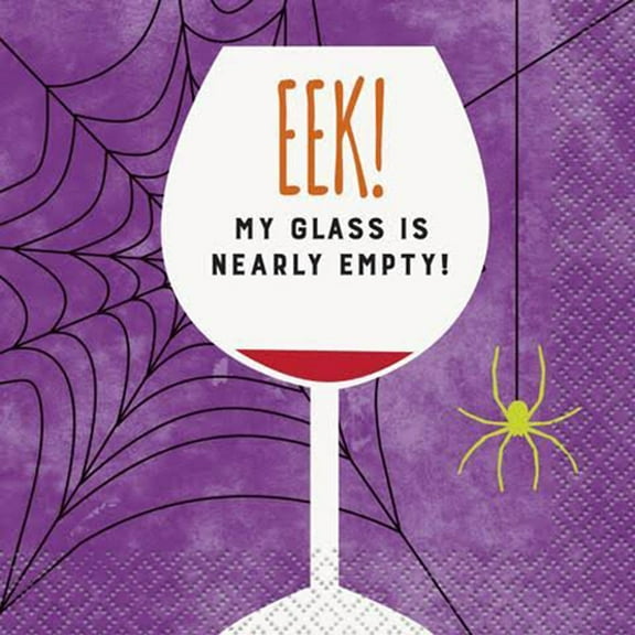 EEK Empty Glass Halloween Cocktail Napkins, 5 in, 16ct