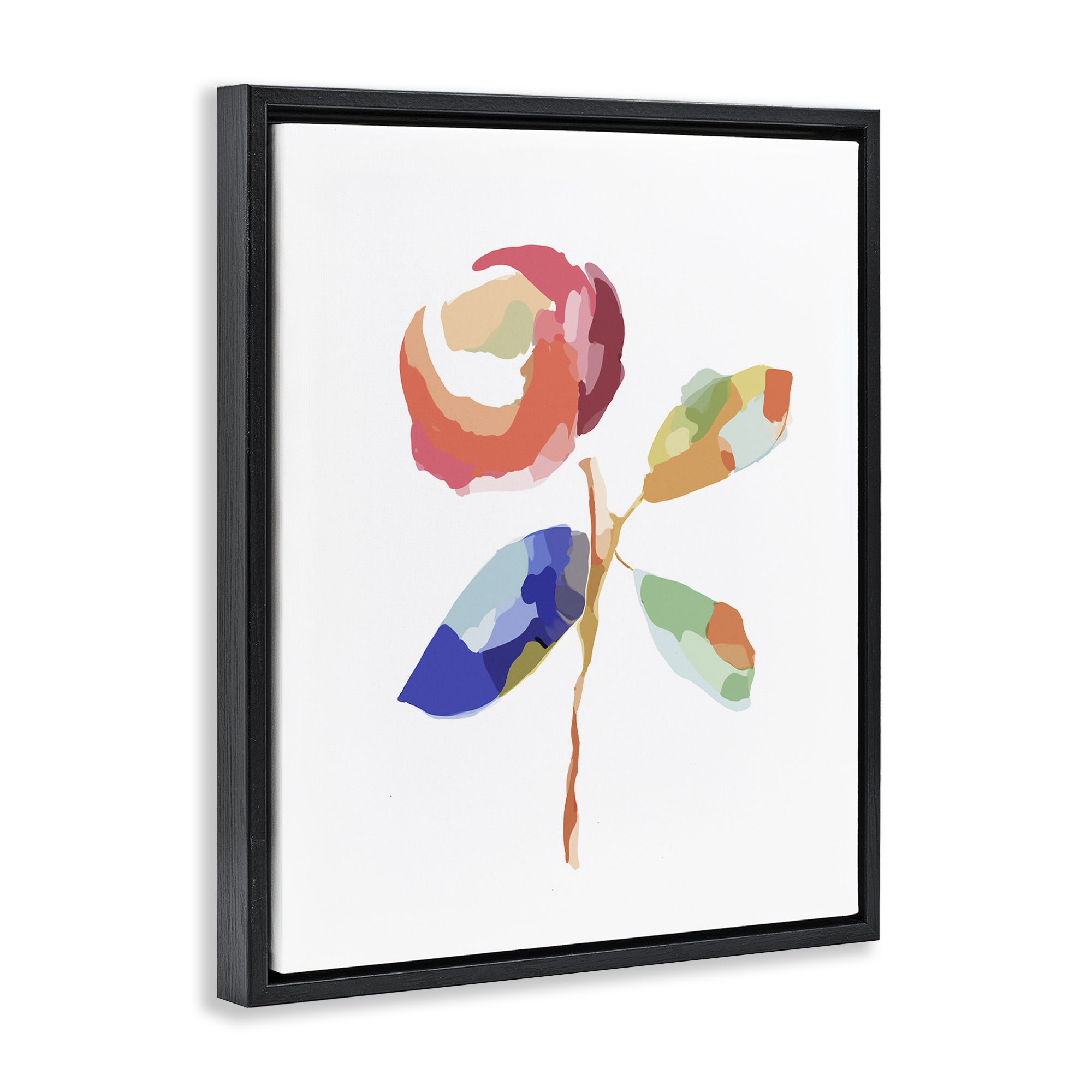 Stupell Industries Mosaic Floral Bloom Plants & Flowers Painting Black Floater Framed Canvas Art Print Wall Art, 17 x 21
