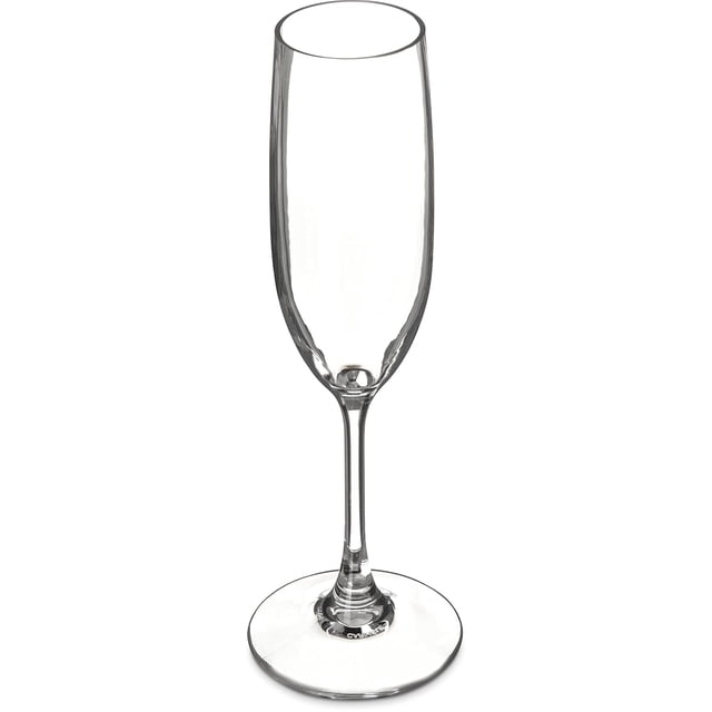 Copa champán CARLISLE de policarbonato color transparente capacidad 6 oz ideal para brindar con seguridad en eventos y áreas de alto tráfico.