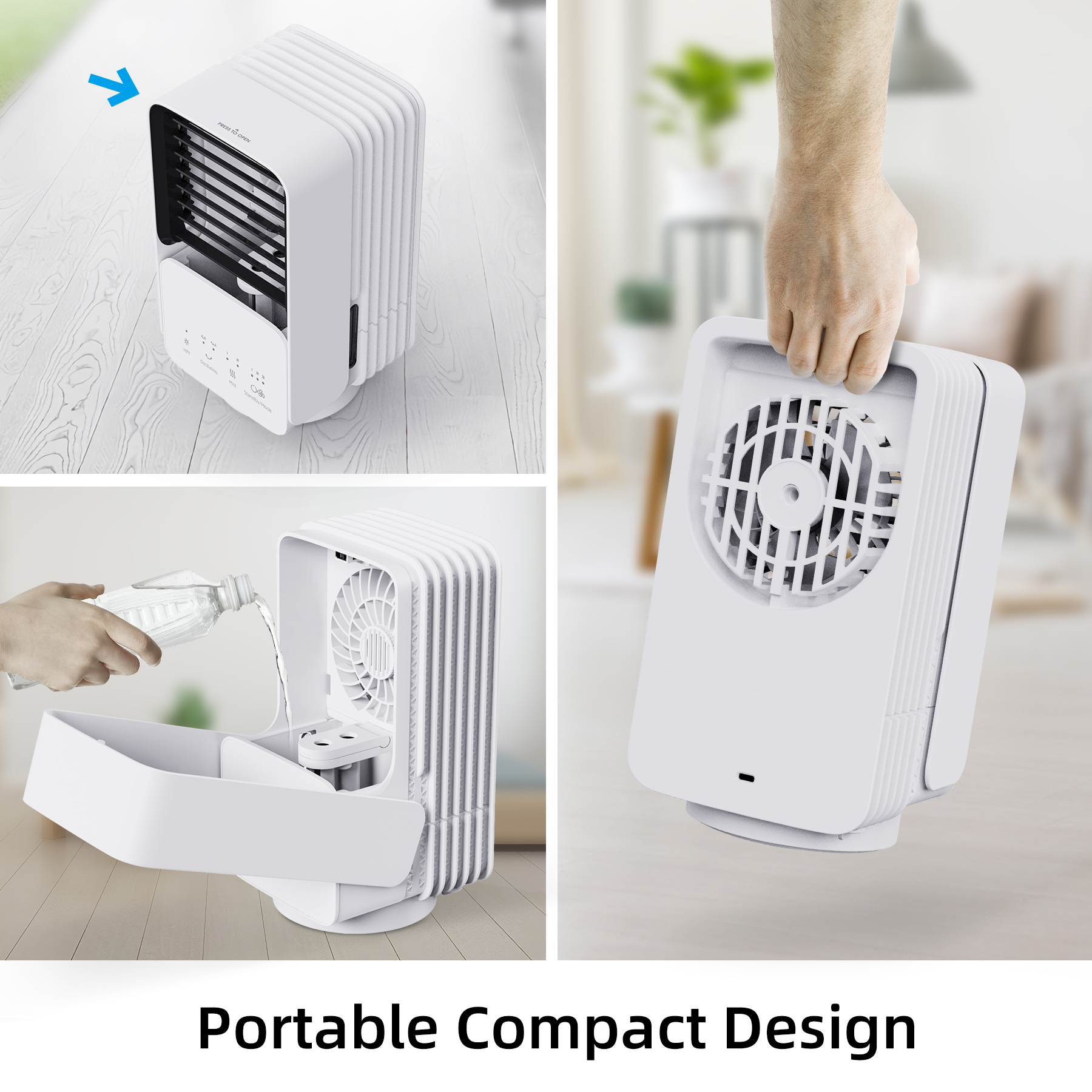 KLOUDIC Portable Air Conditioner Fan, Evaporative Air Cooler, USB Personal Desktop Cooling Fan with 3 Speeds,Small Air Cooler for Room - image 3 of 10