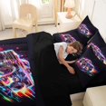 thumbnail image 5 of Manfei Monster Truck 7-Piece Twin Bedding,Neon Lights Print Bedding Comforter Set,Black,Black Reversible, 5 of 7