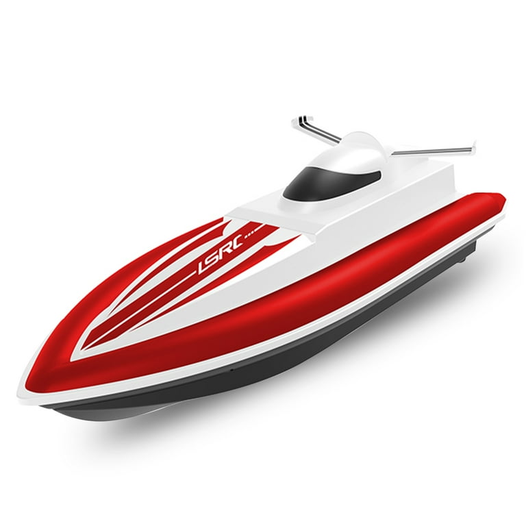 LSRC RC Boat Remote Control Boat Race Boat 2.4GHz Waterproof Toy for Lake Pool Sea Gift for Kids Boys Girls, Size: Red 2 Batteries
