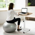 thumbnail image 2 of iMounTEK Adjustable Rolling Laptop Desk with Lockable Wheels, Sit Stand Desk Mobile Workstation Cart, Brown, 23.6" x 15.7", 2 of 10