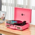 thumbnail image 4 of Arkrocket Curiosity Suitcase Bluetooth Turntable Vintage 3-Speed Record Player with Built-in Speakers Upgraded Turntable Audio Sound (Neon Pink), 4 of 5