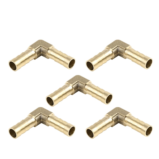 Conector De Rosca Macho De 90 Grados Acodado De Púa De Latón 8mm Para Aire Agua Aceite Gas 5Pcs