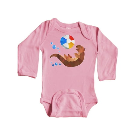 

Inktastic Cute Otter and Beachball Gift Baby Boy or Baby Girl Long Sleeve Bodysuit