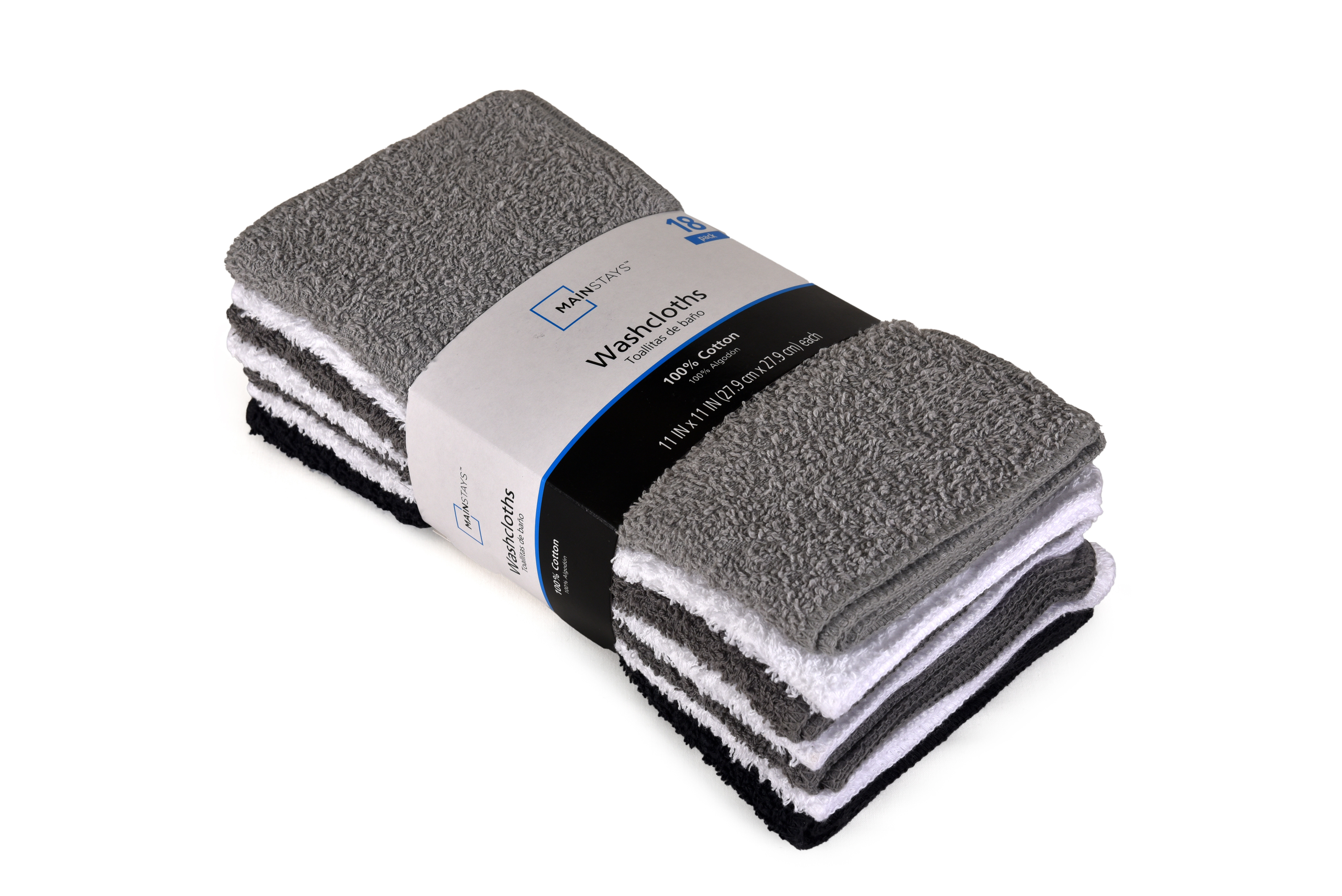 Mainstays 18-Pack Washcloth Bundle, Grey Multi - image 2 of 12