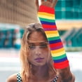 thumbnail image 6 of SENSETH 1 Set Rainbow Thigh High Socks Decorative Arm Warmers Women Over Knee Socks for Cosplay, 6 of 9