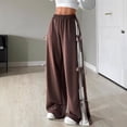 thumbnail image 6 of Women's Y2K Bow Knot Wide Leg Sweatpants Elastic High Waist Loose Casual Trousers Streetwear Baggy Pants Brown XL, 6 of 6