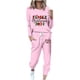 thumbnail image 2 of Puntoco Conjunto de pijama cómodo para mujer, con estampado de letras de invierno, cuello redondo, manga larga, pantalones, ropa informal para el hogar, 2 of 4