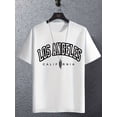 thumbnail image 1 of Boys' Los Angeles California Graphic T-Shirt - Black Casual Short Sleeve Tee with White Letter Print, Lightweight Cotton for Summer Outdoor Play, Outdoor Apparel | Trendy Graphic Tee | Glossy Texture, 1 of 6