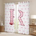 thumbnail image 2 of Feelyou Cartoon Plaid Letter R Black Out Curtains, Dreamy Pink Ribbon Cherry Curtains Pack of 2 (42x63 Each), Fairy Tale Style Bedroom Curtains, Black Out Curtains Decor, 2 of 6