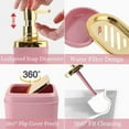 thumbnail image 4 of Pink and Gold Bathroom Accessories Set, Bathroom Sets with Shower Curtain, Pink Bathroom Accessories with Trash Can, Soap Dispenser, Soap Dish, Toilet Brush Holder, Qtip Holders for Bathroom, 4 of 5