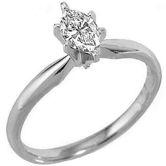 14k White Gold .30 Carats Solitaire Marquise Diamond Engagement Ring