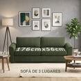 thumbnail image 4 of HOMCOM Canapé 3 Places, Sofa Rembourré pour Chambre, Vert, 4 of 10