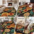 thumbnail image 5 of 8'x10' Area Rugs, Vintage Sunflower Indoor Outdoor Area Rug for Living Room Bedroom, Black Boho Ethnic Summer Botanical Washable Bathroom Rugs Kitchen Floor Carpet Mats Home Decor Aesthetic, 5 of 8