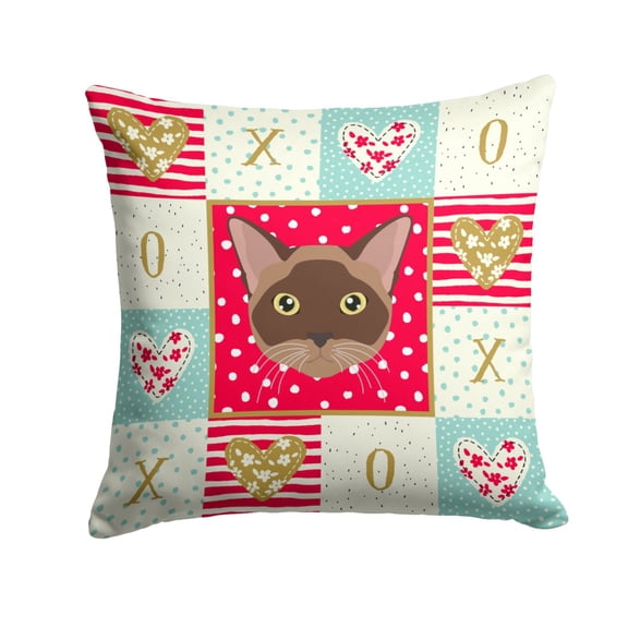 Carolines Treasures CK5096PW1414 Burmese Cat Love Fabric Decorative Pillow  14Hx14W multicolor