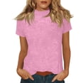 thumbnail image 2 of Qwertyu Summer Tops for Women Spring Short Sleeve Mock Neck Shirts Beach Vacation Plus Size Workout Tshirts Casual Clothes 2026 Pink 2XL, 2 of 6
