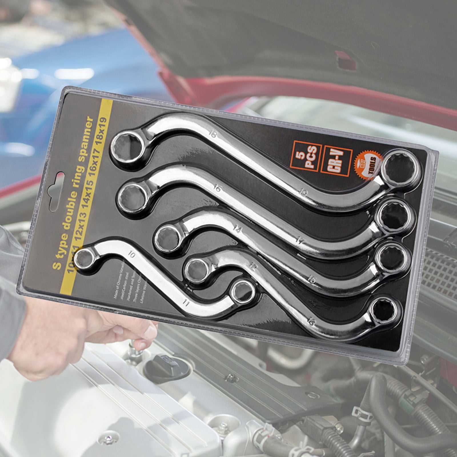 5x Double-headed Wrench Set Portable S-Shape Wrench Auto Repairing Tool for Home