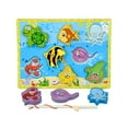 thumbnail image 1 of Wooden 4-in-1 Fishing Game Stacking Blocks Lacing Beads Pattern Shape Match, 1 of 8