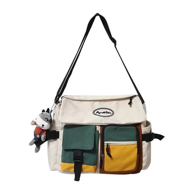 Bandolera de lona con bloques de colores para hombres y mujeres, 31 x 11 x 24 cm