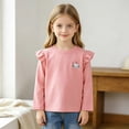 thumbnail image 2 of mgoYE Toddler Baby Girl Ruffle Long Sleeve T-Shirt Cotton Top Tee for Spring/Fall(Pink,5-6 Years), 2 of 5